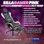 Silla Gamer Fly-1039F Pink con reposapiés y ruedas en silicona