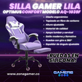 Silla Gamer AQ-1039F Lilac con reposapiés y ruedas en silicona