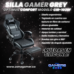 Silla Gamer CIR-1039F Grey con reposapiés y ruedas en silicona