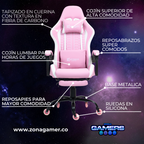 Silla Gamer Defensor-1039F Pink con reposapiés y ruedas en silicona