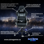 Silla Gamer CIR-1039F Grey con reposapiés y ruedas en silicona