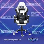 Silla Gamer A231039F White con reposapiés y ruedas en silicona