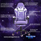 Silla Gamer AQ-1039F Lilac con reposapiés y ruedas en silicona