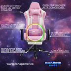 Silla Gamer DX-1001F Pink con masajeador lumbar y reposapiés incluido