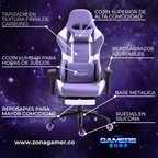 Silla Gamer DX-1127F Lilac con reposapiés y ruedas en silicona