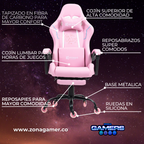 Silla Gamer LXR-1039F Pink con reposapiés y ruedas en silicona