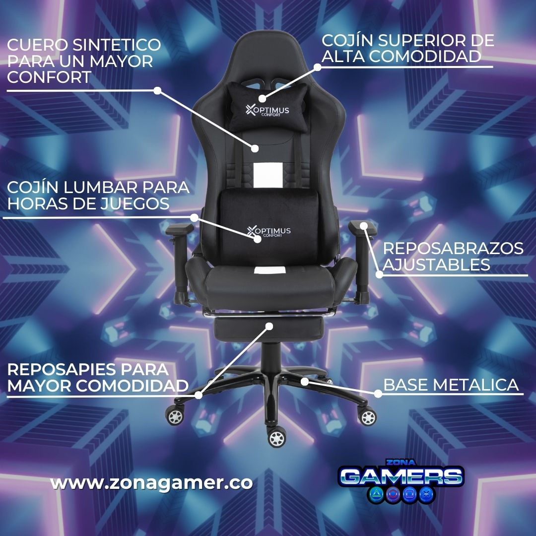 Silla Gamer COR-1001F White con reposapiés