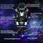 Silla Gamer V-1039F Gray con reposapiés y ruedas en silicona