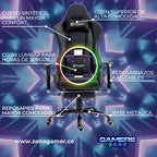 Silla Gamer COR-1001F White con masajeador lumbar y reposapiés incluido
