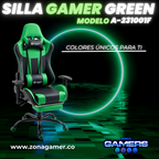 Silla Gamer A231001F Green con reposapies