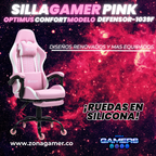 Silla Gamer Defensor-1039F Pink con reposapiés y ruedas en silicona