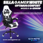 Silla Gamer A231039F White con reposapiés y ruedas en silicona