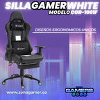 Silla Gamer COR-1001F White con reposapiés
