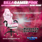 Silla Gamer DOW-1039F Pink con reposapiés y ruedas en silicona
