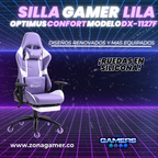 Silla Gamer DX-1127F Lilac con reposapiés y ruedas en silicona