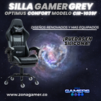Silla Gamer CIR-1039F Grey con reposapiés y ruedas en silicona