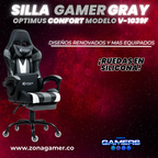 Silla Gamer V-1039F Gray con reposapiés y ruedas en silicona