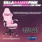 Silla Gamer LXR-1039F Pink con reposapiés y ruedas en silicona