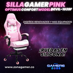 Silla Gamer Devil-1039F Pink con reposapiés y ruedas en silicona