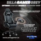 Silla Gamer Defensor-1001F Grey con reposapiés y ruedas en silicona
