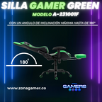 Silla Gamer A231001F Green con reposapies