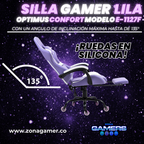 Silla Gamer E-1127F Lilac con reposapiés y ruedas en silicona