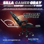Silla Gamer V-1039F Gray con reposapiés y ruedas en silicona