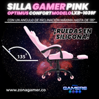 Silla Gamer LXR-1039F Pink con reposapiés y ruedas en silicona
