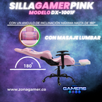 Silla Gamer DX-1001F Pink con masajeador lumbar y reposapiés incluido