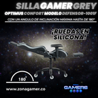 Silla Gamer Defensor-1001F Grey con reposapiés y ruedas en silicona