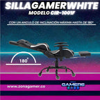 Silla Gamer CIR-1001F White con reposapiés