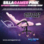 Silla Gamer DOWLINE-1039F Pink con reposapiés y ruedas en silicona