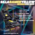 Silla Gamer COR-1001F Yellow con reposapiés