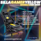 Silla Gamer COR-1001F Yellow con reposapiés