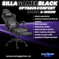 Silla Gamer A231039F Black con reposapiés y ruedas en silicona