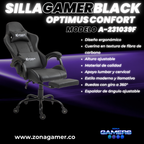 Silla Gamer A231039F Black con reposapiés y ruedas en silicona