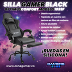 Silla Gamer 1039F Black con reposapiés y ruedas en silicona