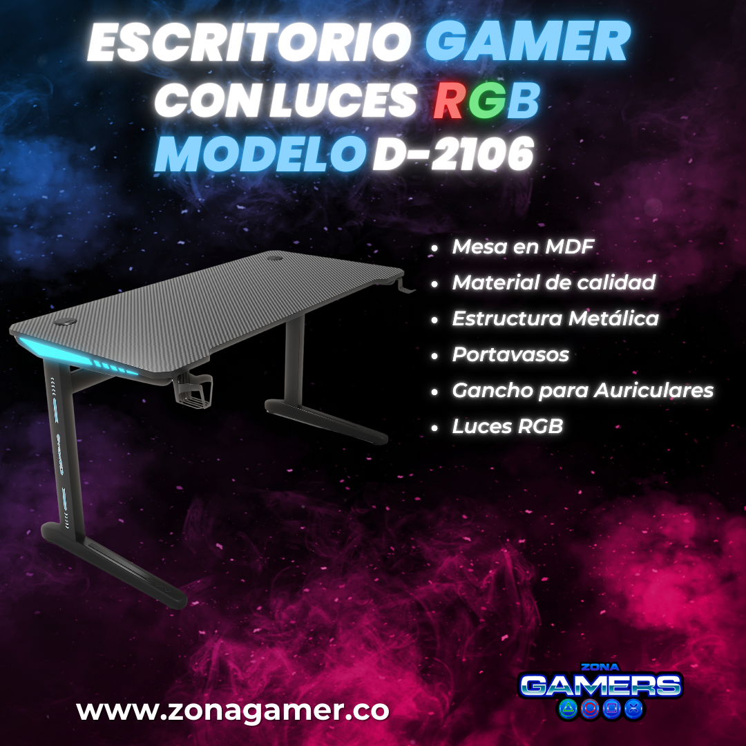 Escritorio Gamer D-2106 Con luces RGB