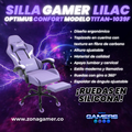 Silla Gamer Titan-1039F Lilac con reposapiés y ruedas en silicona
