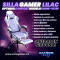 Silla Gamer Shine-1039F Lilac con reposapiés y ruedas en silicona