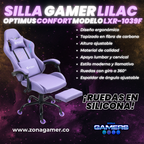 Silla Gamer LXR-1039F Lilac con reposapiés y ruedas en silicona