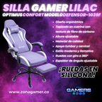 Silla Gamer Defensor-1039F Lilac con reposapiés y ruedas en silicona