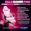 Silla Gamer Defensor-1001F Pink con reposapiés y ruedas en silicona