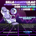 Silla gamer DX-1039F Lilac con luces RGB + Parlantes + reposapiés y ruedas en silicona