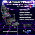 Silla gamer Armor Purple con luces RGB + reposapiés y ruedas en silicona