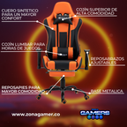 Silla Gamer A231001F Orange con reposapies