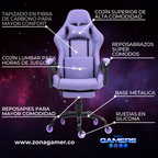 Silla Gamer LXR-1039F Lilac con reposapiés y ruedas en silicona