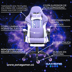 Silla Gamer DOW-1039F Lilac con reposapiés y ruedas en silicona