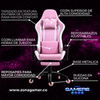Silla Gamer Defensor-1001F Pink con reposapiés y ruedas en silicona