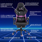 Silla Gamer ARMOR-1039F Purple con reposapiés y ruedas en silicona